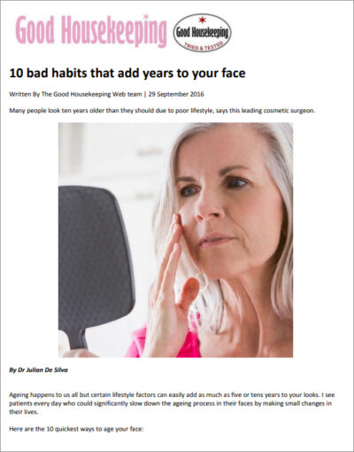 Article: Good Housekeeping - 10 bad habits that add years to your face