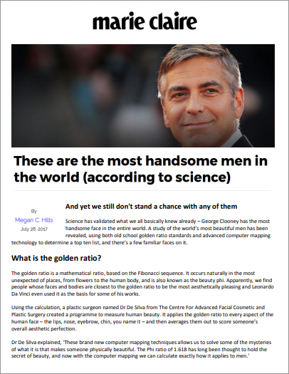 Article: Marie Claire - These are the most handsome men in the world (according to science)