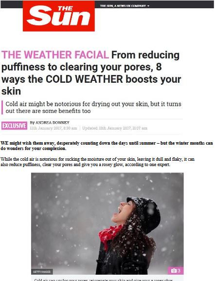 The Sun: The weather facial from reducing puffiness to clearing your pores, 8 ways the cold weather boosts your skin