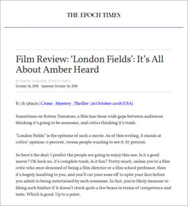 The Epoch Times - Film Review: London Fields - It's All About Amber Heard