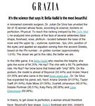 GRAZIA: Dr De SIlva names the World’s Most Beautiful Woman