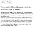 MSN: These are the 10 most beautiful men in the world, according to scientific research by Dr Julian De Silva.
