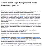 YAHOO: Taylor Swift tops Hollywood’s most beautiful lips list – Dr Julian De Silva research.