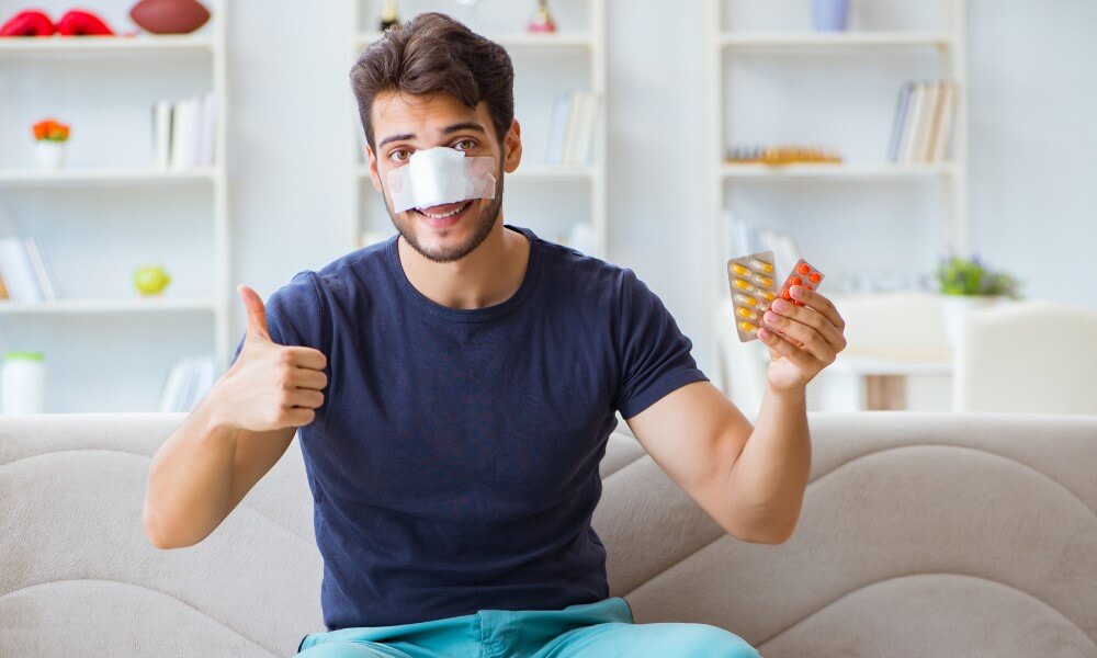 How is nose cosmetic surgery done? - male face after treatment